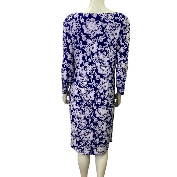 Lauren Ralph Lauren Faux Wrap Floral V-Neck Dress With 3/4 Sleeves 16 - Picture 6 of 8